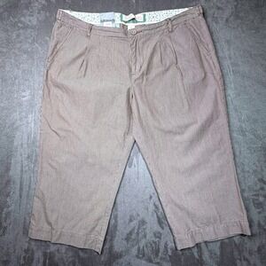 Vtg Y2K Old Navy Capri Pants Women 12 Lowest Rise Straight Pinstripe Brown NWT